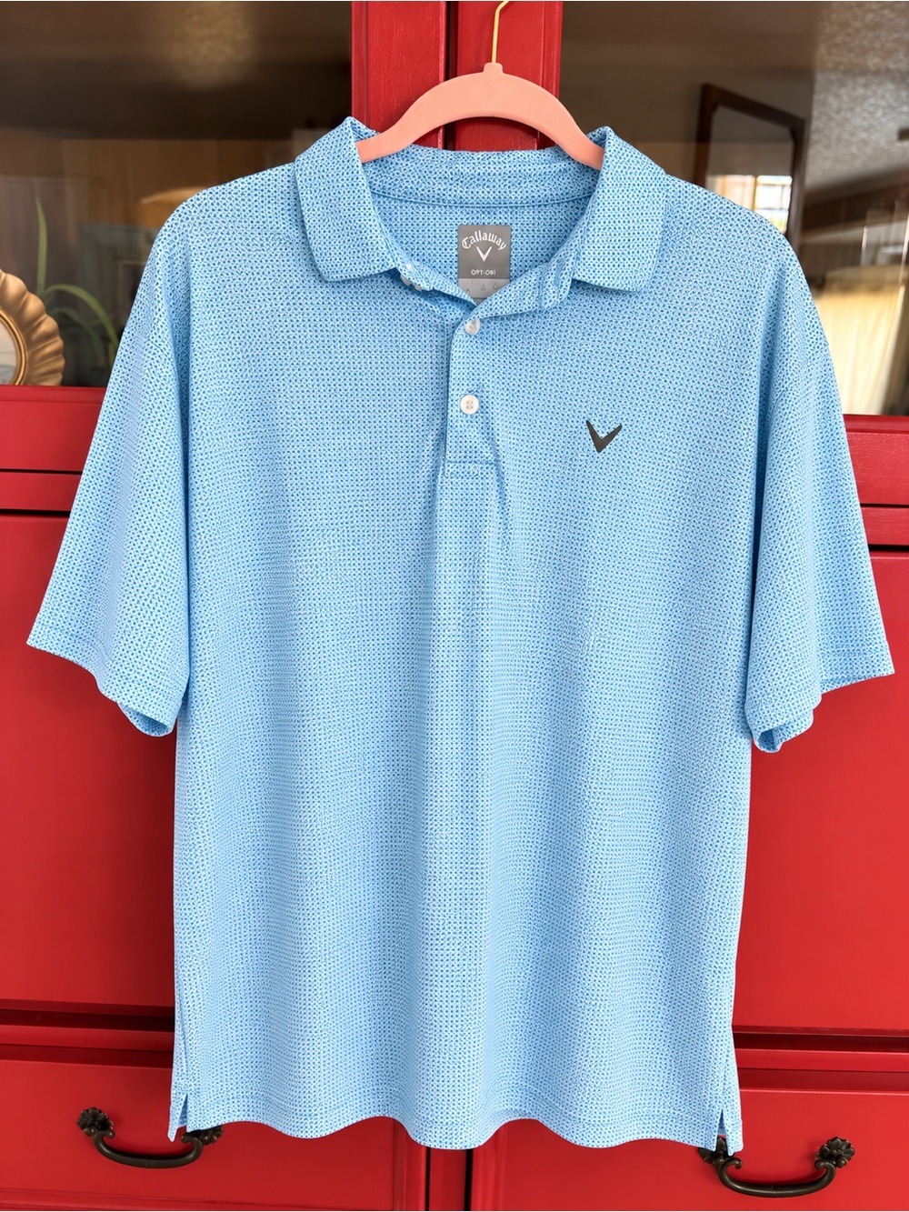 Callaway Opti-Dri Men’s Golf Polo – Light Blue Micro Print